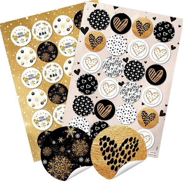 200 Weihnachtsaufkleber auf Rolle zum Beschriften - oval braun schwarz