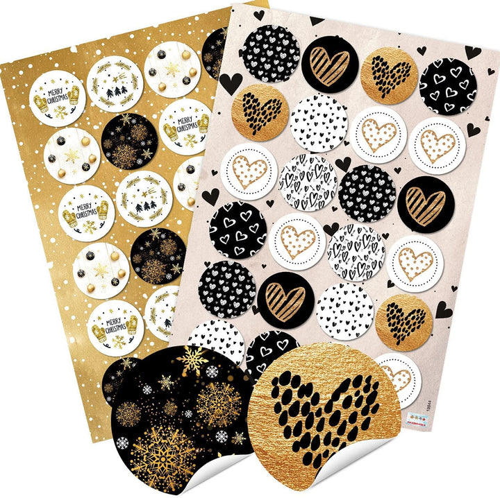 200 Weihnachtsaufkleber auf Rolle zum Beschriften - oval braun schwarz