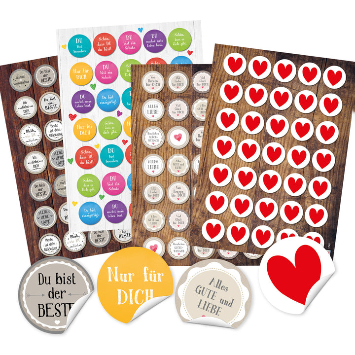 120 bunte Aufkleber - Sprüche Sticker Liebe Freundschaft Geburtstag