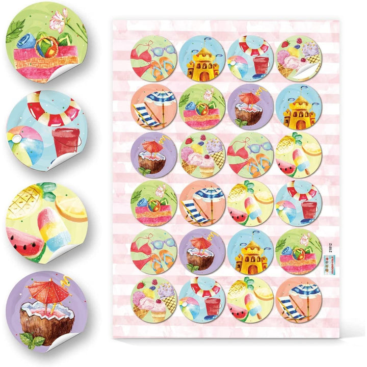 3 x 24 bunte Sticker Sommer Urlaub Reise Muscheln - 4 cm - Foto 3