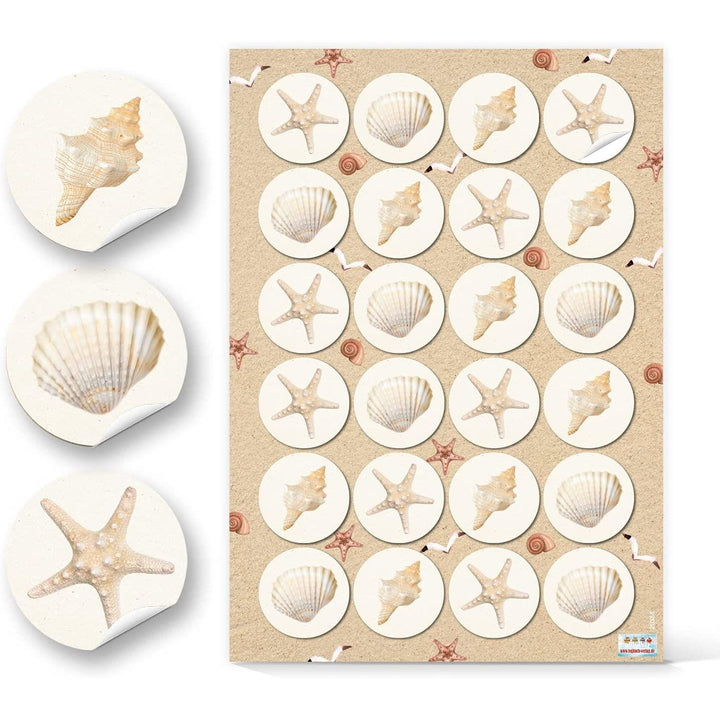 3 x 24 bunte Sticker Sommer Urlaub Reise Muscheln - 4 cm - Foto 4