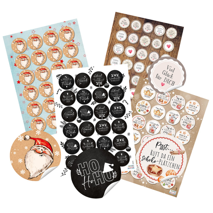 Logbuch-Verlag 96 Frohe Weihnachten Sticker mit Nikolaus Aufkleber zum Zukleben von Geschenktüten rund 4 cm