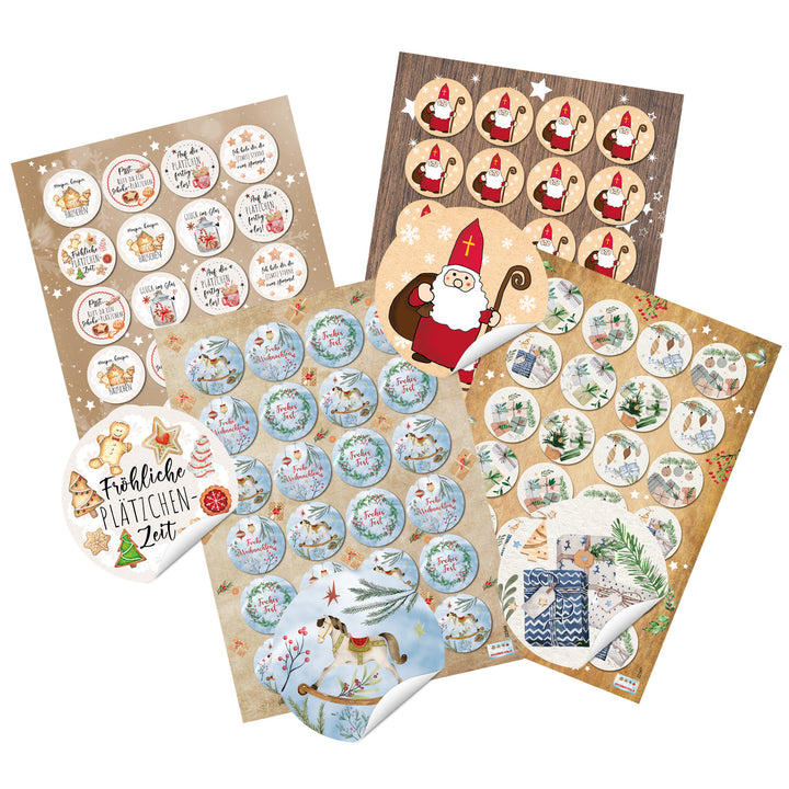 Logbuch-Verlag 96 weihnachtliche Sticker Etiketten zu Weihnachten als Geschenkaufkleber für Pakete und Karten