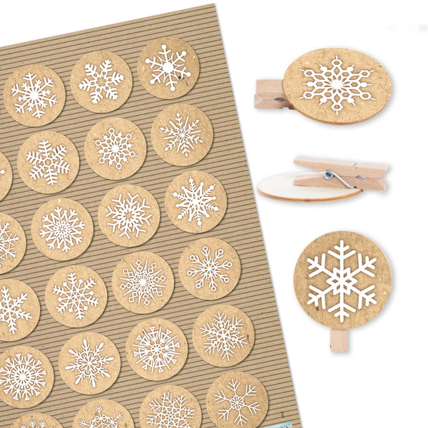 Set 35 Sticker blau grün mit christlichen Symbolen + 36 Holzklammern 3,2 cm - Tischdeko Geschenk Deko Taufe Kommunion