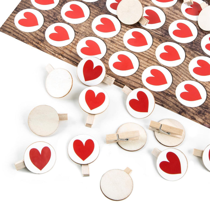 35 Mini Holzklammern + Osteraufkleber mit Osterhase Frohe Ostern - Osterdeko Verzierung Osterverpackung
