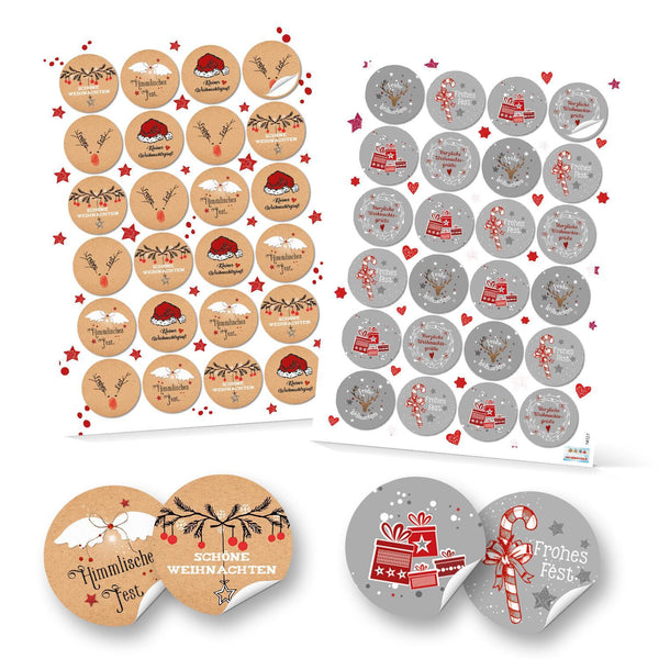25 braune weihnachtliche Papiertüten Geschenktasche Henkel mit Boden 18 x 8 x 22 cm + 25 Aufkleber FROHE WEIHNACHTEN ALLES GUTE FÜRS NEUE JAHR grün bunt beige Geschenk Verpackung Be-Füllen