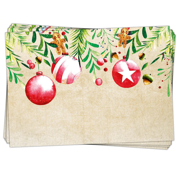 50 Stück Geschenkaufkleber Weihnachten Namensaufkleber Aufkleber Geschenke weihnachtlich ROT GRÜN natur LEBKUCHENMANN 7 x 5 cm Kraftpapier Sticker Namens-Etiketten