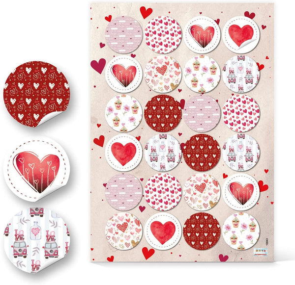 Logbuch-Verlag 24 edle Herzaufkleber gold schwarz weiß - Herz Sticker rund selbstklebend 4 cm - Bastelzubehör Verzierung Geschenkverpackung