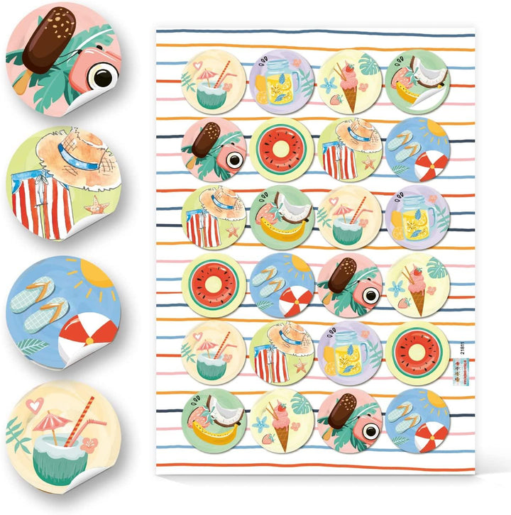Logbuch-Verlag 96 bunte Sticker sommerlich - Strandparty Fotoalbum Aufkleber Verzierung - Scrapbooking Bastelzubehör Urlaub Strand