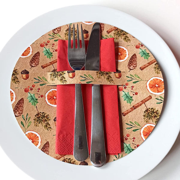 10 runde Tellerdeckchen weihnachtlich orange braun - Foto 1