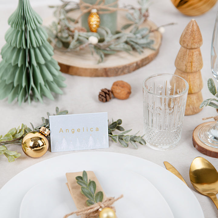 4 x 25 Weihnachtsetiketten zum Beschriften braun blau weiß hygge 7,4 x 5,2 cm