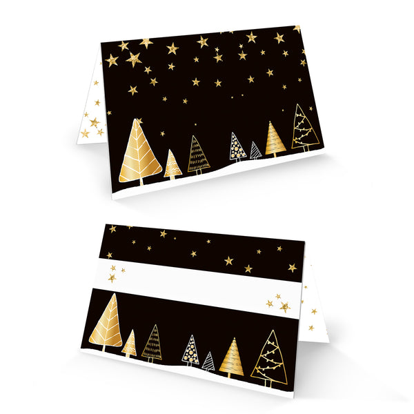 25 Weihnachten Tischkarten Klappkarten zum Beschriften Namenskarten gold beige