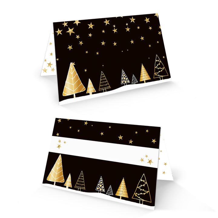 25 Weihnachten Tischkarten Klappkarten zum Beschriften Namenskarten gold beige