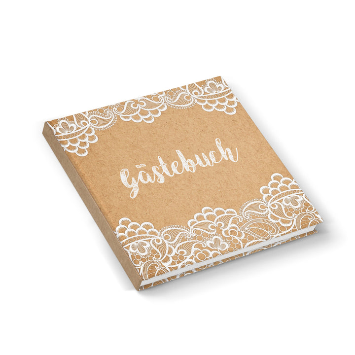 Gästebuch Kraftpapier-Optik braun weiß leeres Buch Hardcover 21 x 21 cm - Foto 1