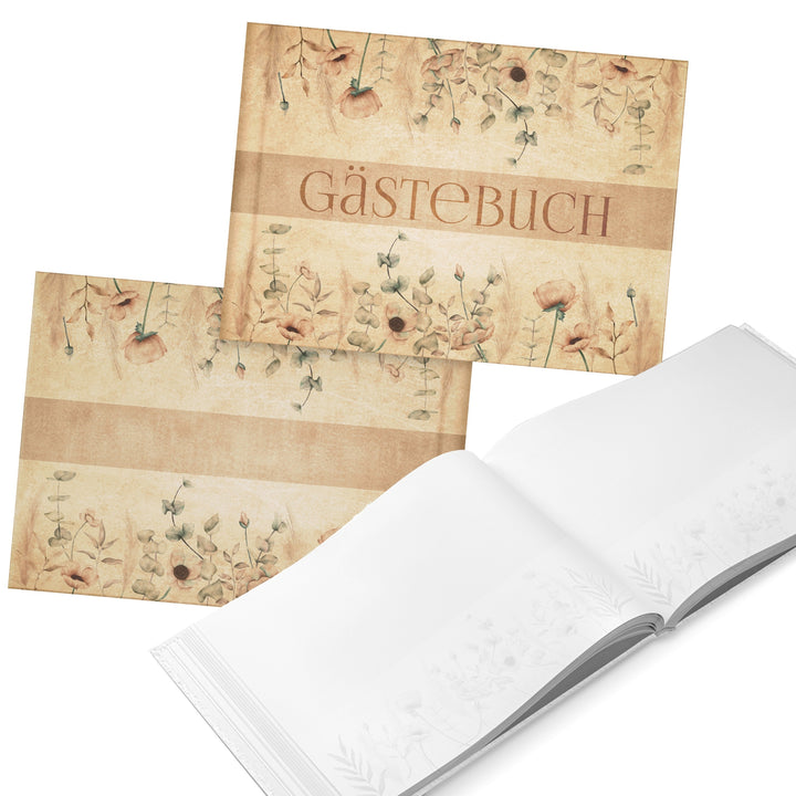 Gästebuch boho vintage DIN A4 quer beige floral - Foto 3