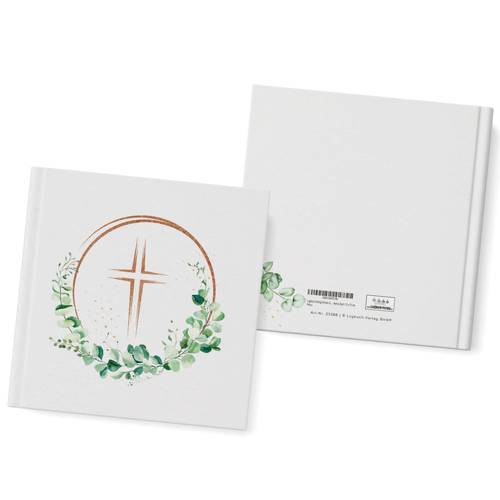 Kleines Gästebuch Eukalyptus Kreuz für Taufe & Kommunion 15 x 15 cm - Foto 3