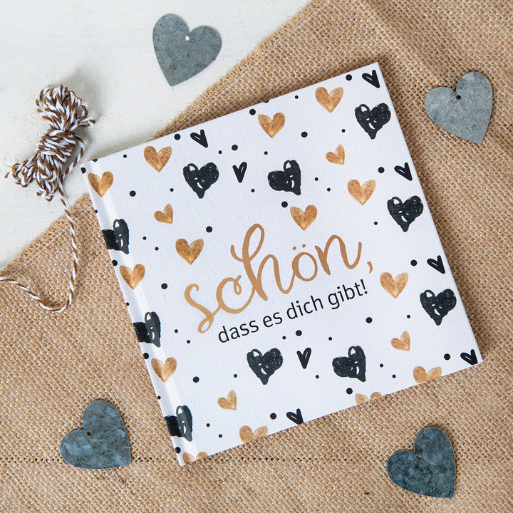 Schön, dass es dich gibt Buch zum Selberschreiben Freundebuch 15 x 15 cm schwarz gold - Foto 2