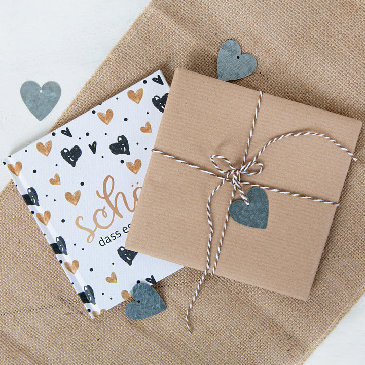 Schön, dass es dich gibt Buch zum Selberschreiben Freundebuch 15 x 15 cm schwarz gold - Foto 3