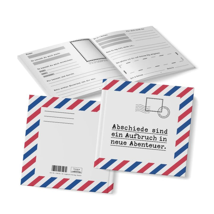 Abschiedsgeschenk für Kollegen & Freunde Abschiedsbuch zum Ausfüllen Geschenk zu Jobwechsel Reise Ruhestand 21 x 21 cm - Foto 1