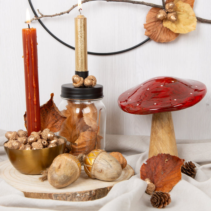 Fliegenpilz Dekofigur Pilz Figur zum Hinstellen rot braun Herbst Deko 13 cm - Foto 2