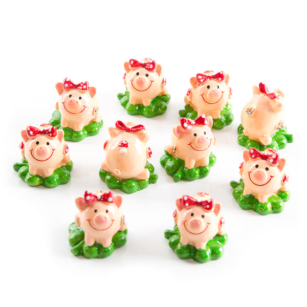 10 kleine Glücksschweinchen Figuren - Silvester 3,5 cm Glücksbringer rosa - Foto 1