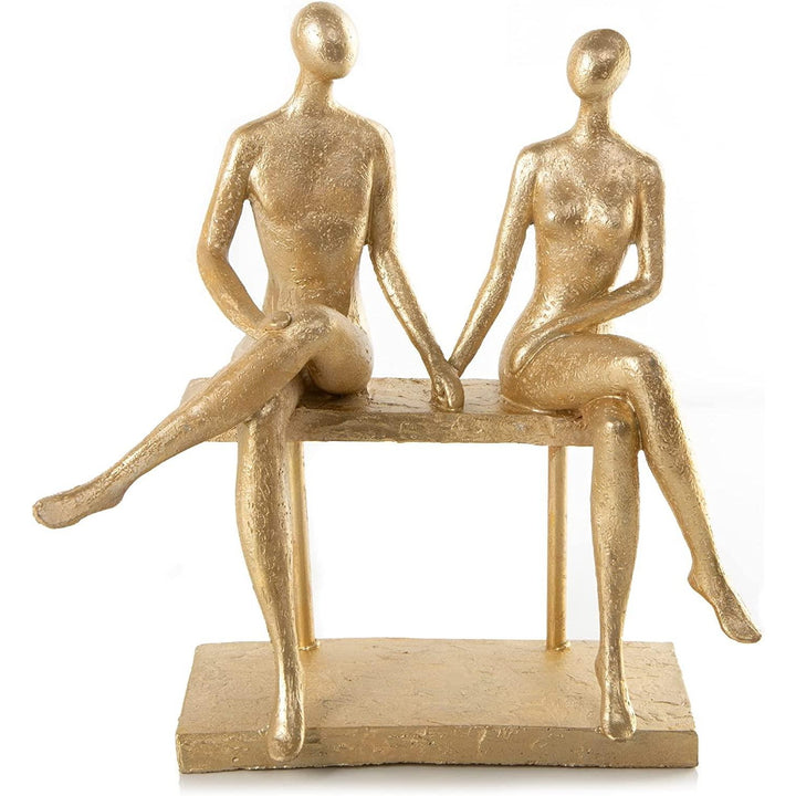 Liebespaar Figur auf Bank - Mann + Frau Akt Skulptur zum Hinstellen - Foto 1