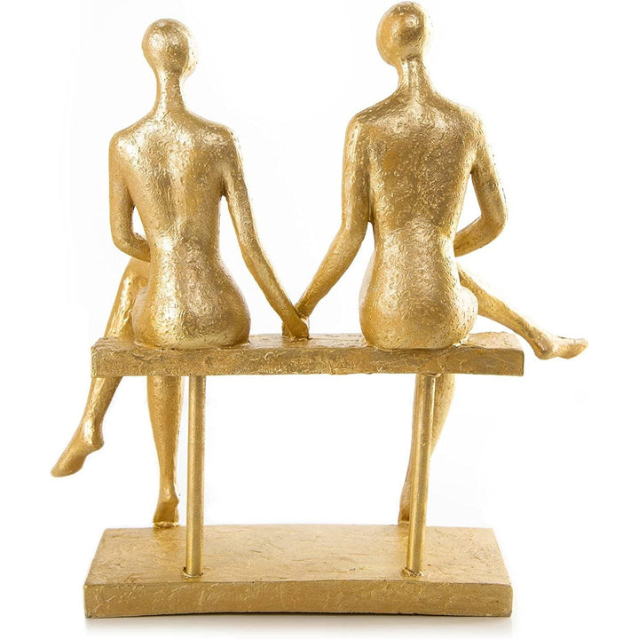 Liebespaar Figur auf Bank - Mann + Frau Akt Skulptur zum Hinstellen - Foto 2