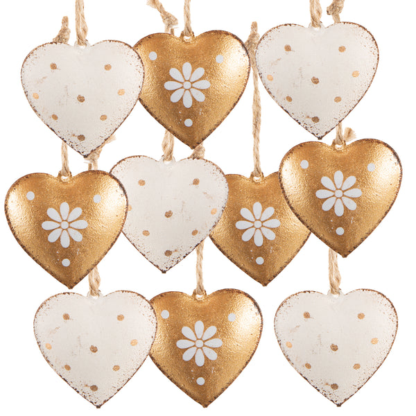 10 Metallherzen zum Aufhängen beige gold Herz 4 cm - Foto 1