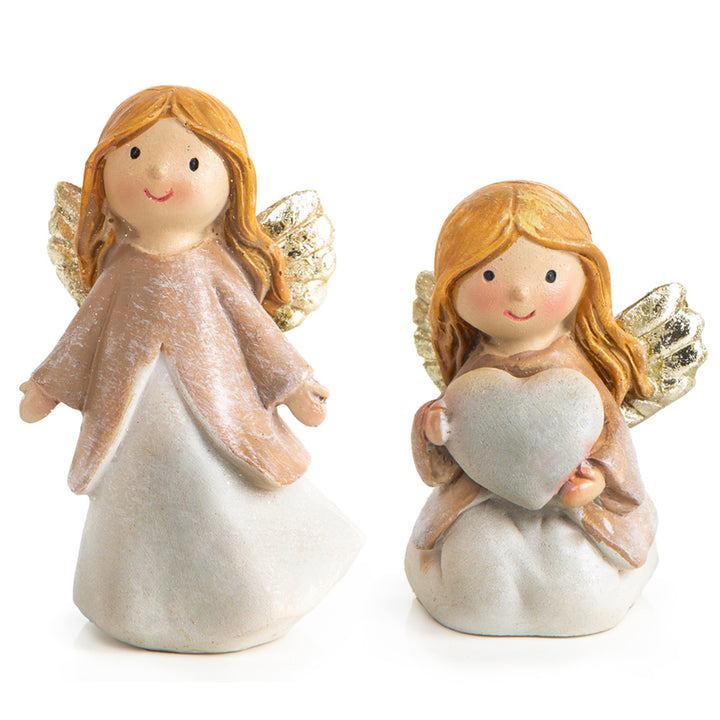 2 kleine Schutzengel Figuren Weihnachten Give-Away Glücksbringer 7,5 cm - Foto 1
