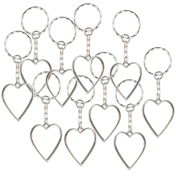 10 Schlüsselanhänger Herzen aus Metall silber Anhänger für den Schlüsselbund Gastgeschenk Hochzeit 3 cm - Foto 1