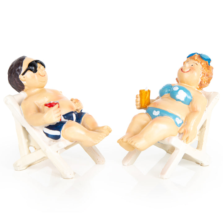 2 Standurlauber Deko Figur Mann Frau im Badezimmer bunt 7 cm - Foto 1