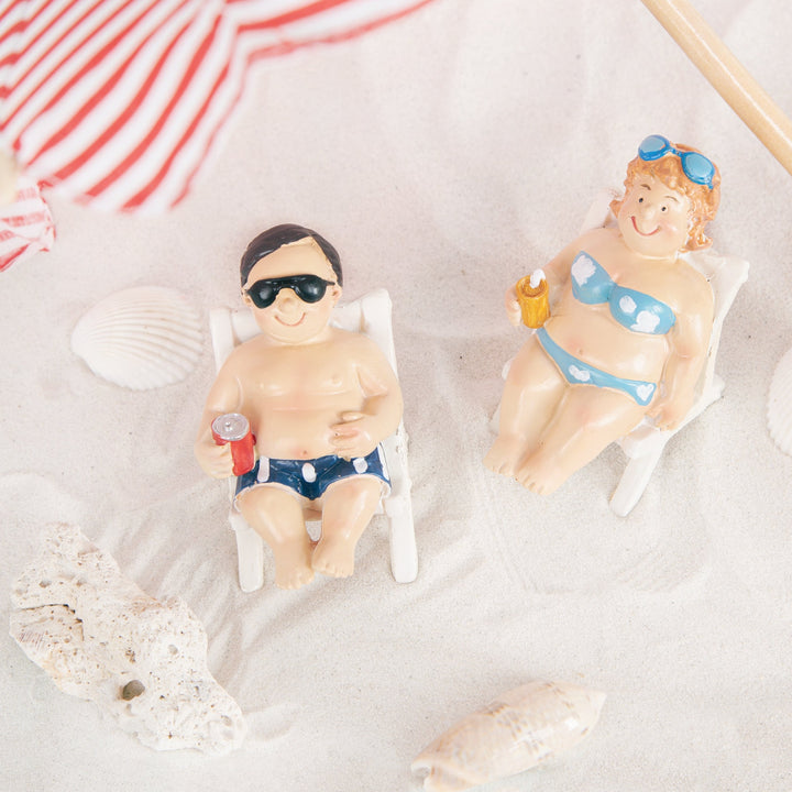 2 Standurlauber Deko Figur Mann Frau im Badezimmer bunt 7 cm - Foto 2