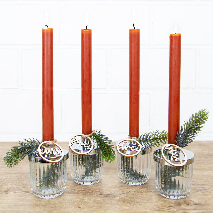 4 Stabkerzenhalter Deko Glas Hochzeit festlich Silber 10 cm - Foto 4