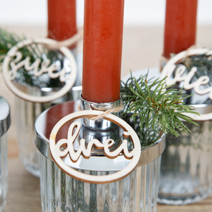 4 Stabkerzenhalter Deko Glas Hochzeit festlich Silber 10 cm - Foto 5