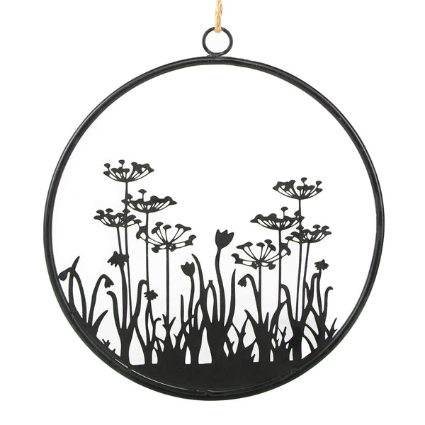 großer Metallkranz schwarz mit Blumen-Motiv Ø 38,5 cm - Foto 1