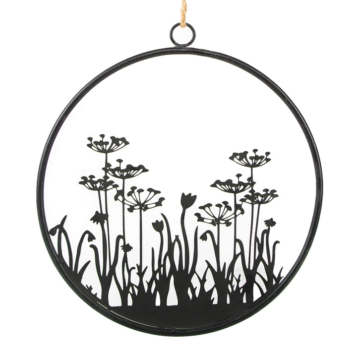 großer Metallkranz schwarz mit Blumen-Motiv Ø 38,5 cm - Foto 1