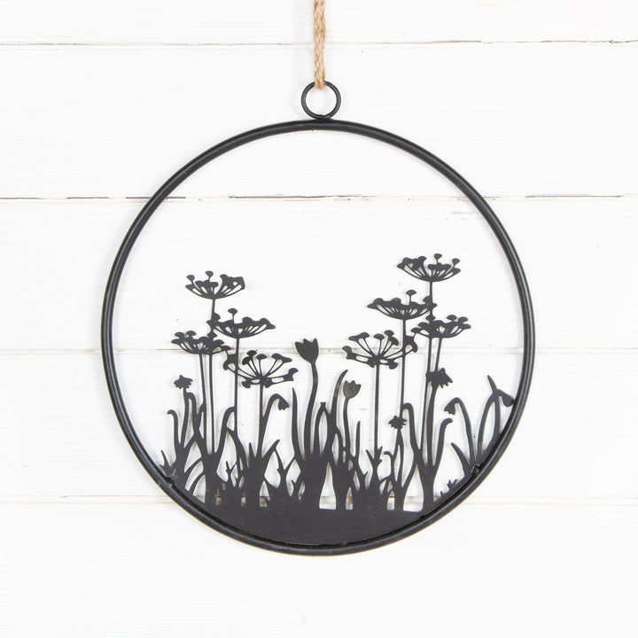 großer Metallkranz schwarz mit Blumen-Motiv Ø 38,5 cm - Foto 2