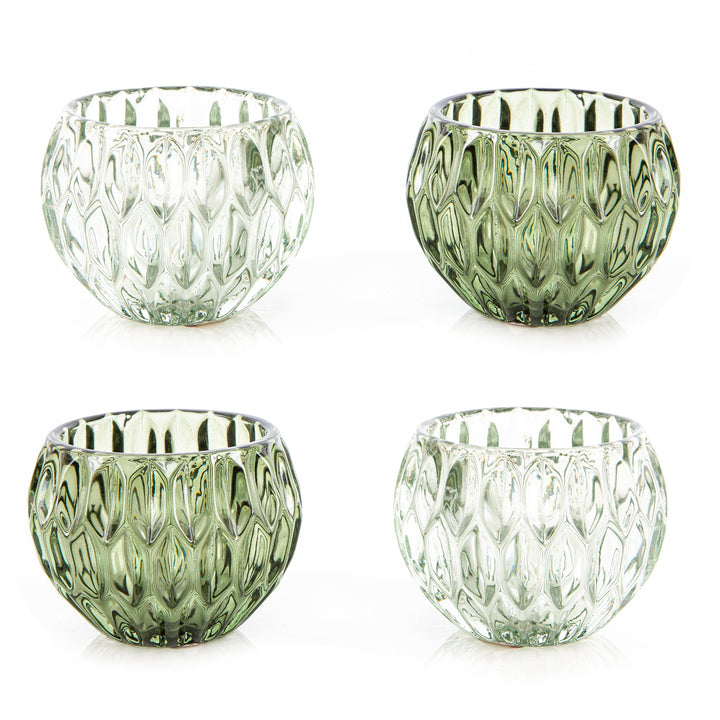 4 Teelichtgläser hellgrün + dunkelgrün Set aus Glas 8 cm - Foto 1