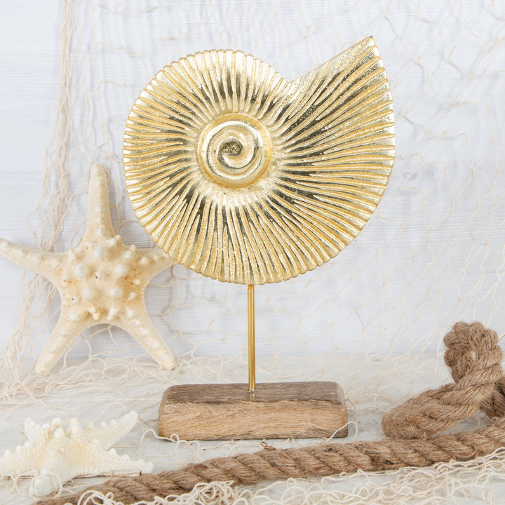 Muschel Figur Gold Metall Ammonit Meer Deko 27 cm - Foto 2