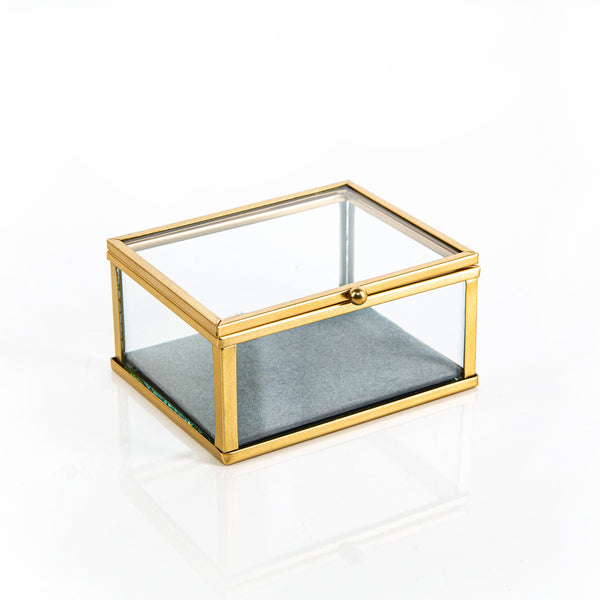 edle Schmuckschatulle Glas Metall gold transparent 10x8x4cm - Foto 1