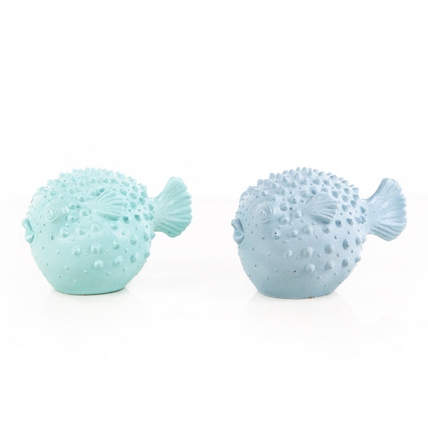 Kugelfisch Paar blau türkis 2 Figuren Maritime Deko 16 cm - Foto 1