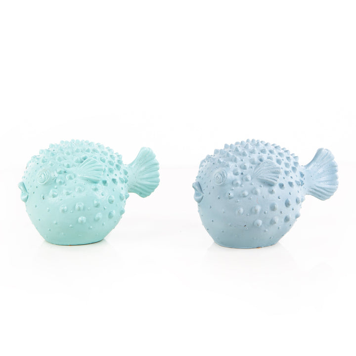 Kugelfisch Paar blau türkis 2 Figuren Maritime Deko 16 cm - Foto 1