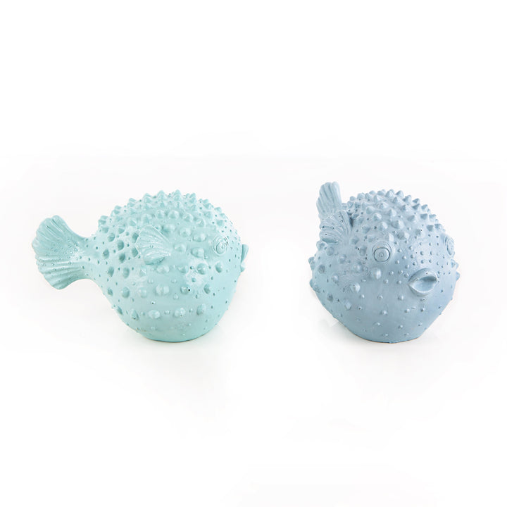 Kugelfisch Paar blau türkis 2 Figuren Maritime Deko 16 cm - Foto 2