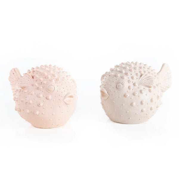 Kugelfisch Paar rosa cremefarben 16 cm 2 Fisch Maritim - Foto 1