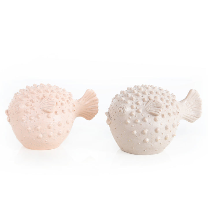 Kugelfisch Paar rosa cremefarben 16 cm 2 Fisch Maritim - Foto 2