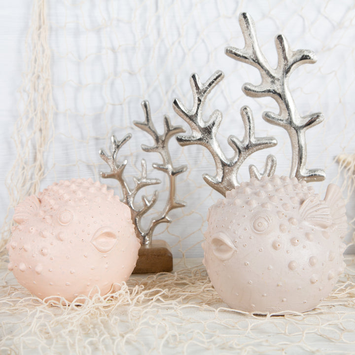 Kugelfisch Paar rosa cremefarben 16 cm 2 Fisch Maritim - Foto 3