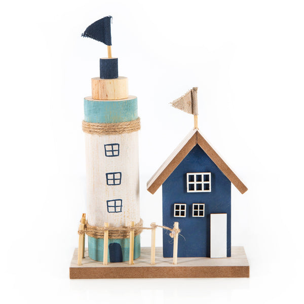 Strand Deko Leuchtturm Bootshaus aus Holz maritim 26 cm - Foto 1