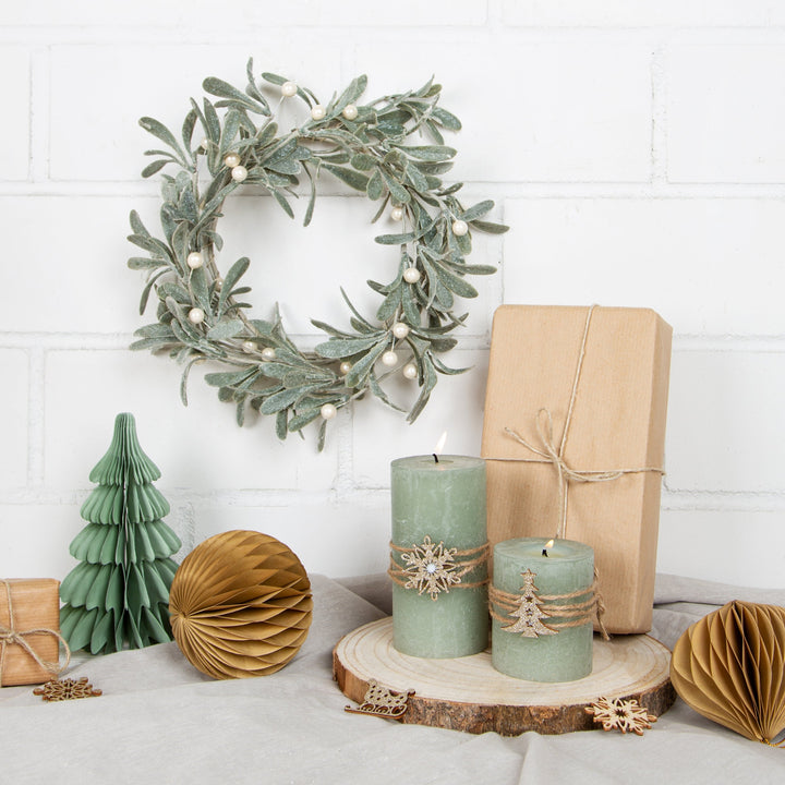 Künstlicher Mistelkranz grün weiß weihnachtlich - Ø 35 cm - Foto 2