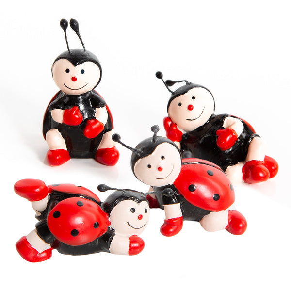 4 Mini Marienkäfer Silvester Glücksbringer 2024 schwarz rot - Foto 1