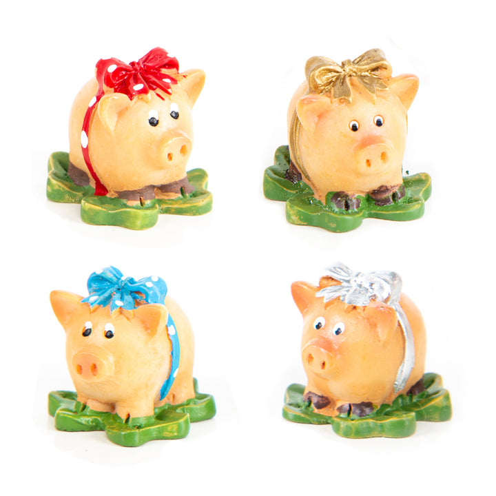 4 Bunte Glücksschweinchen 2025 Silvester Neujahr 3,2 cm - Foto 1